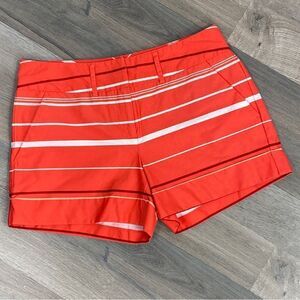 New York & Co. Striped‎ Stretch Twill Chino Shorts Coral Orange 4